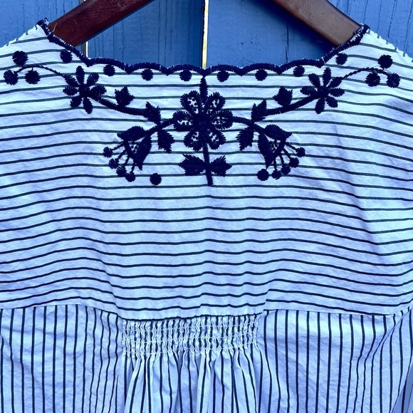 Madewell Embroidered Breeze Dress‎ Navy Small Stripe Pullover Cotton $128 EUC - Picture 8 of 10